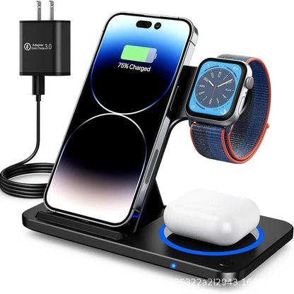 30W LED Fast Wireless Charger Stand – The Ultimate 3-in-1 Foldable Charging Station for Apple Devices - My Store