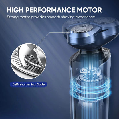SEJOY Rotary Electric Shaver Kit Rechargeable Multi-function Beard Shaving Nose Hair Trimmer Three-head Floating Razor - My Store