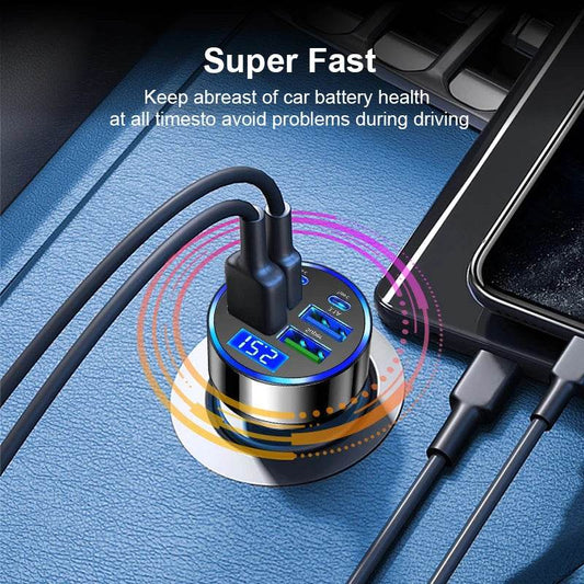 Multi Port 2PD 4USB Car Charger Fast Charging PD QC3.0 USB C Car Phone Charger Type C Adapter in Car - My Store