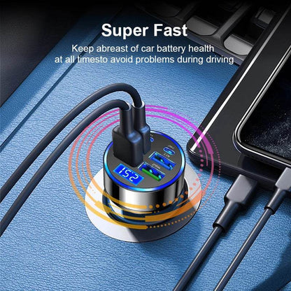 Multi Port 2PD 4USB Car Charger Fast Charging PD QC3.0 USB C Car Phone Charger Type C Adapter in Car - My Store