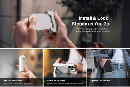 MagCam Grip: Wireless Charging Phone Grip with Magnetic Fill Light and Bluetooth Remote - My Store
