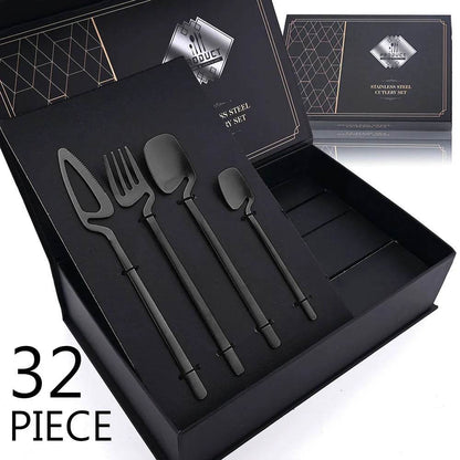 32-Piece Matte black Cutlery Set for Modern Dining | Stainless steel - My Store