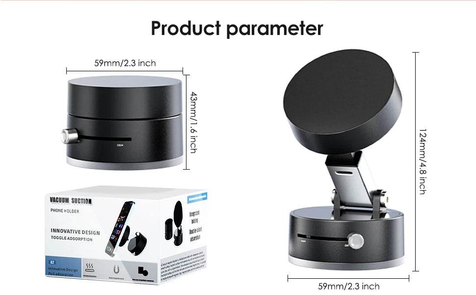Vacuum Suction Cup Magnetic Phone Holder Stand Portable Foldable Mount For iPhone 16 15 14 13 12 Multi-function Car Accessories - My Store