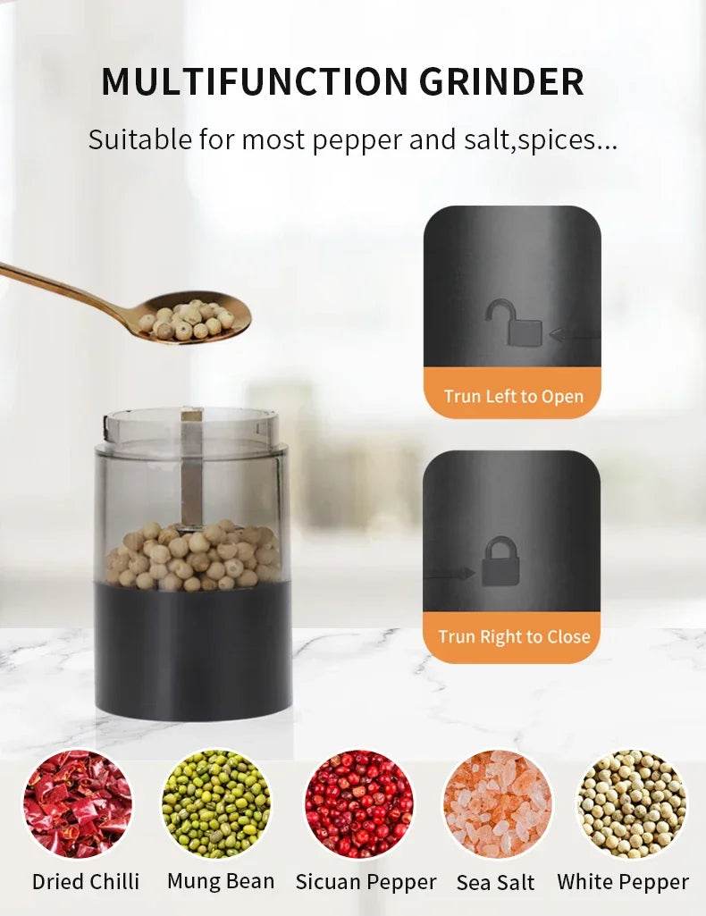 Electric Salt and Pepper Grinder with Adjustable Coarseness for Effortless Seasoning - My Store