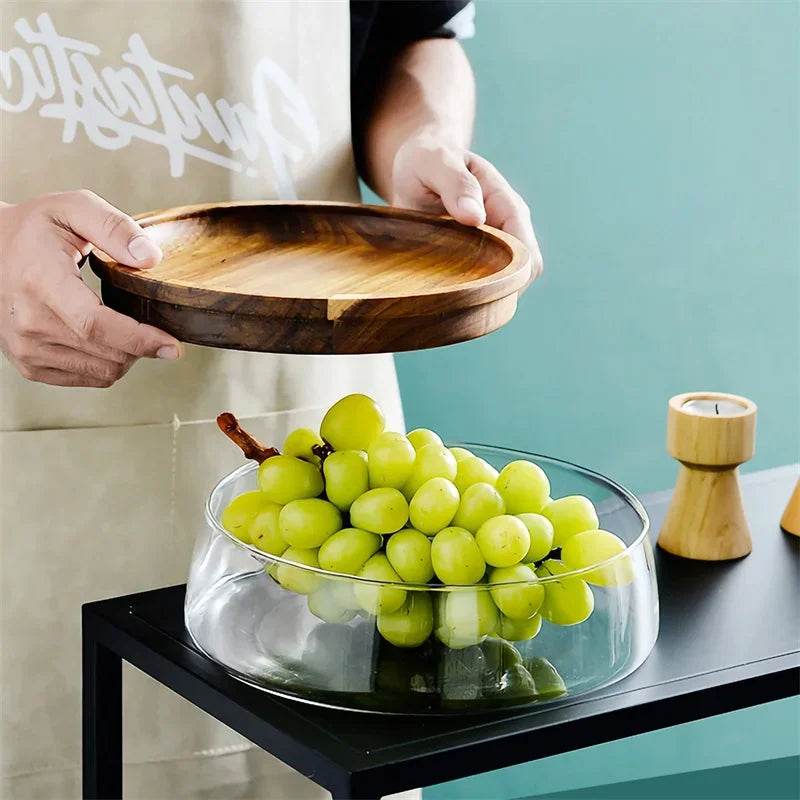Creative Glass Food Storage Containers with Wooden Lid for Kitchen Organization - My Store