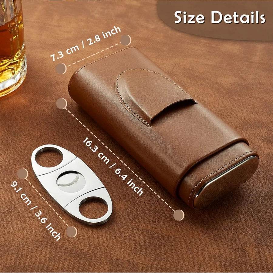 Cedar Wood Lined Cigar Travel Case with Humidor and Cutter - My Store