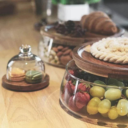 Creative Glass Food Storage Containers with Wooden Lid for Kitchen Organization - My Store