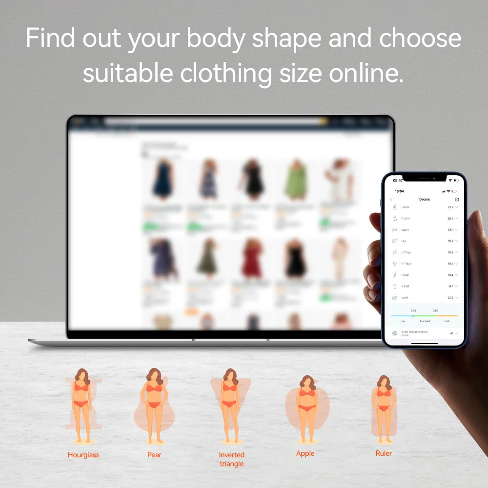 Smart Digital Body Measuring Tape with App Sync (Fitdays) – Electronic Bluetooth Retractable Health Tape Measure for Weight Loss, Bodybuilding, Fitness, Waist, Chest, Hip & Muscle Circumference Tracking