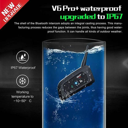 EJEAS V6PRO+ Multi-Rider Bluetooth Motorcycle Intercom System - My Store