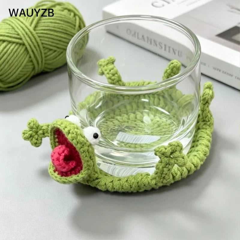 Handwoven Crochet Animal Cup Coaster - Cute 3D Desk Decor & Tea Mat