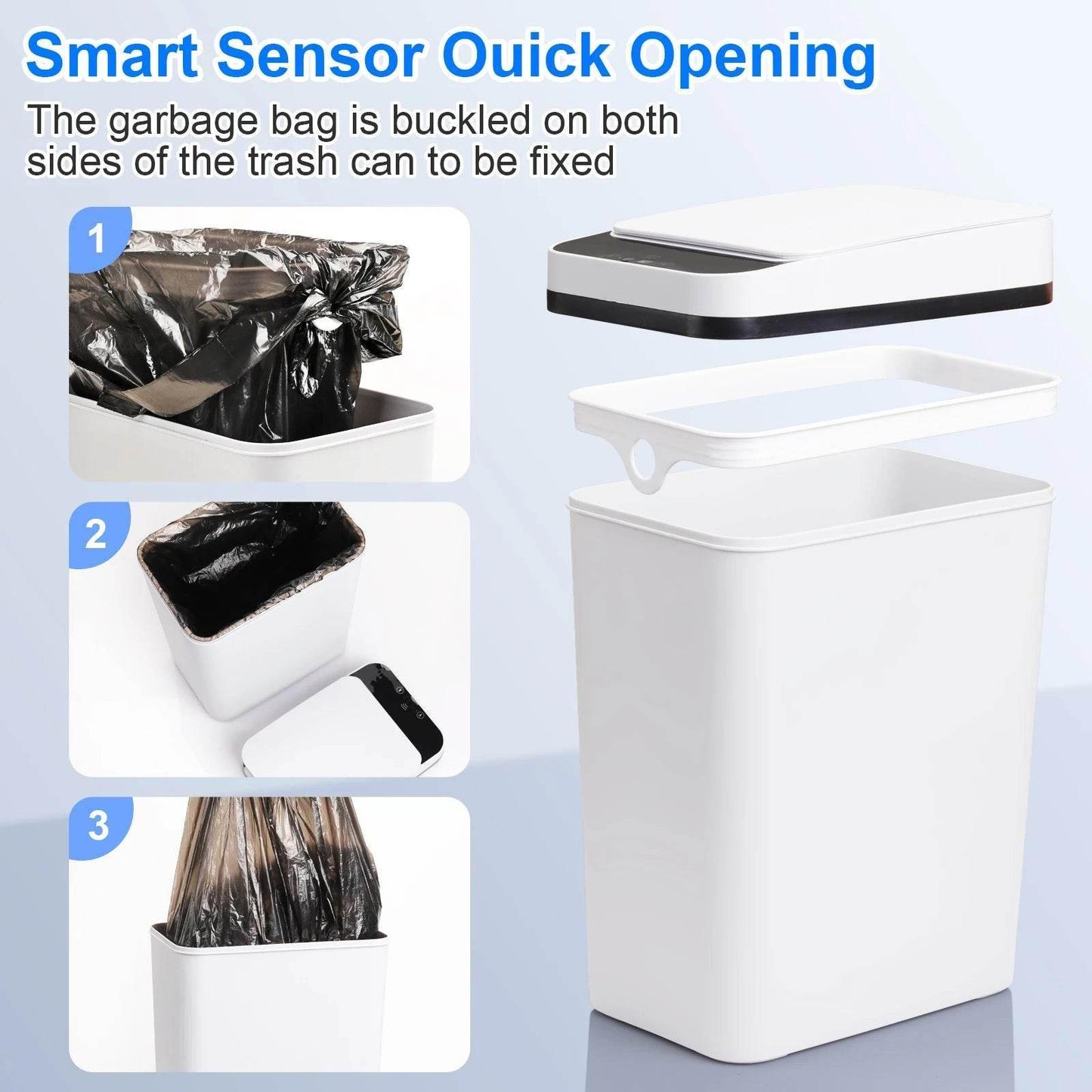 2 Pack 12L Motion Sensor Automatic Trash Cans for Bathroom and Bedroom - My Store