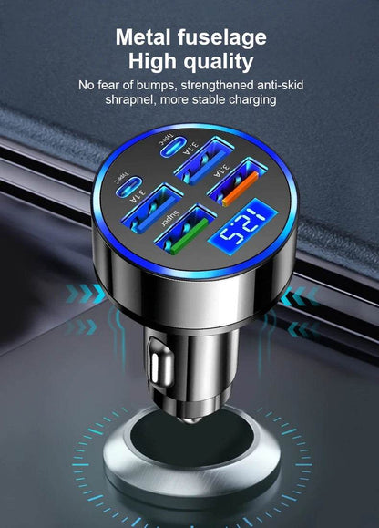 Multi Port 2PD 4USB Car Charger Fast Charging PD QC3.0 USB C Car Phone Charger Type C Adapter in Car - My Store