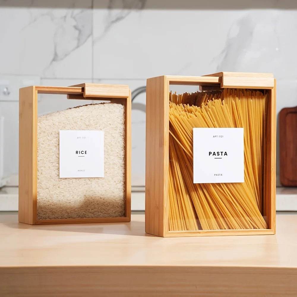 Eco-Friendly Bamboo Food Dispenser 3L – Sealed Kitchen Organizer for Pasta and Cereals - My Store