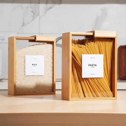 Eco-Friendly Bamboo Food Dispenser 3L – Sealed Kitchen Organizer for Pasta and Cereals - My Store