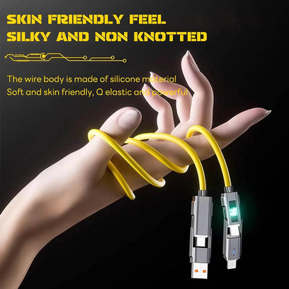 4-in-1 Fast Charging Cable For iPhone 16 15 14 13 12 Pro Max iPad LED Display Silicone Data Sync Cable For Samsung S24 S23 Ultra - My Store