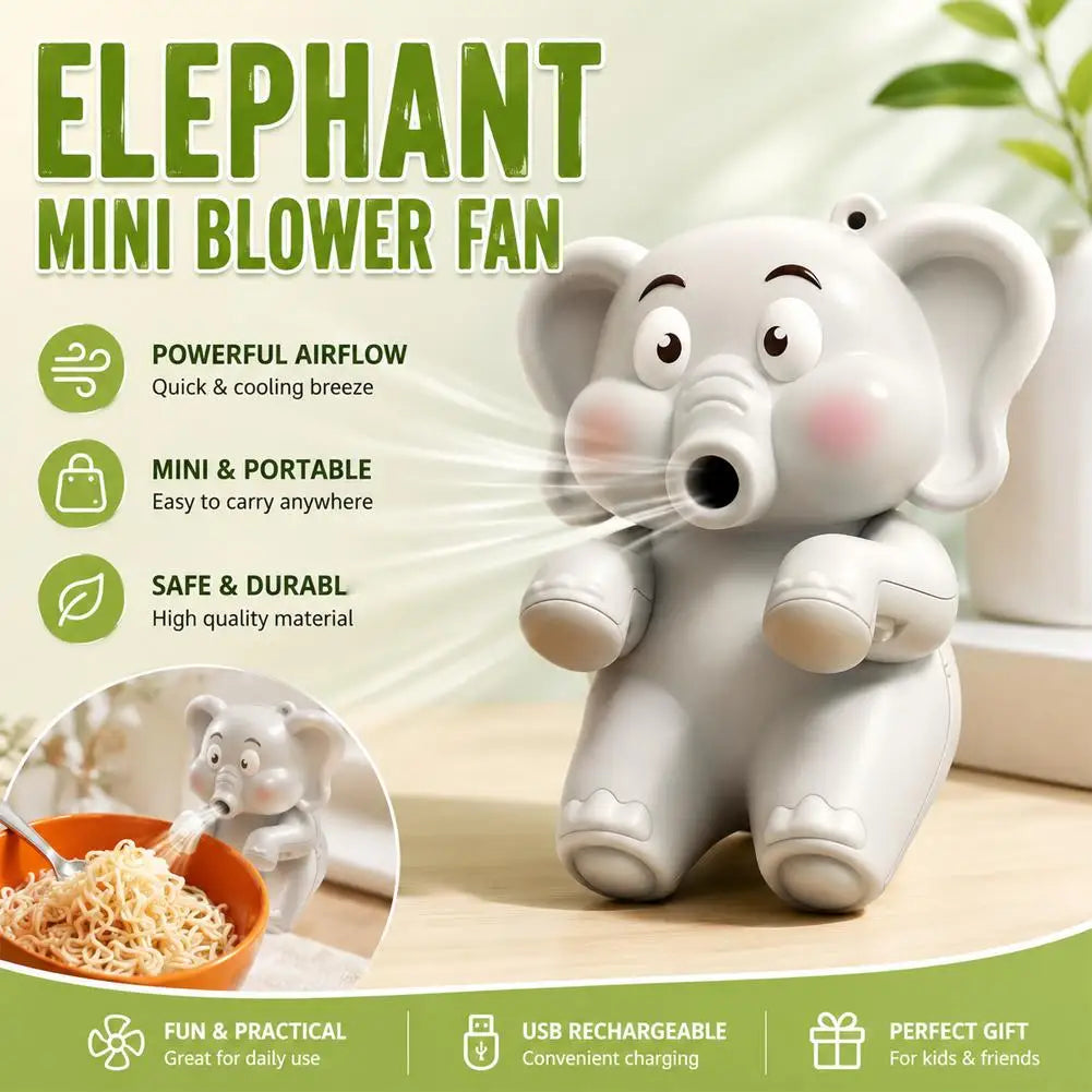 Hands-Free Elephant Bowl Cooling Fan - Clip-On USB Rechargeable Food Cooler