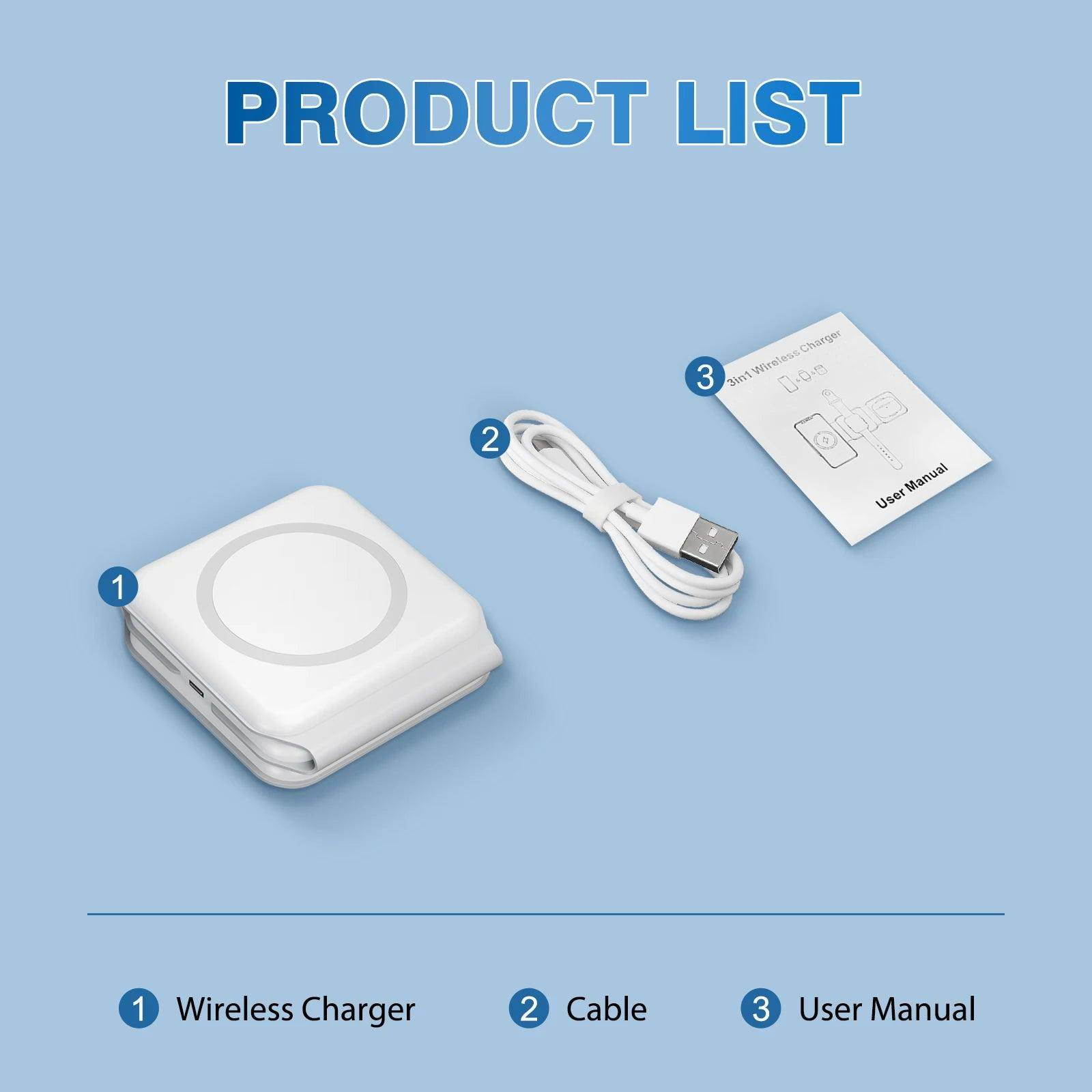 Magnetic Wireless Charger 3-in-1 Fast Charging Dock for Apple Devices - My Store