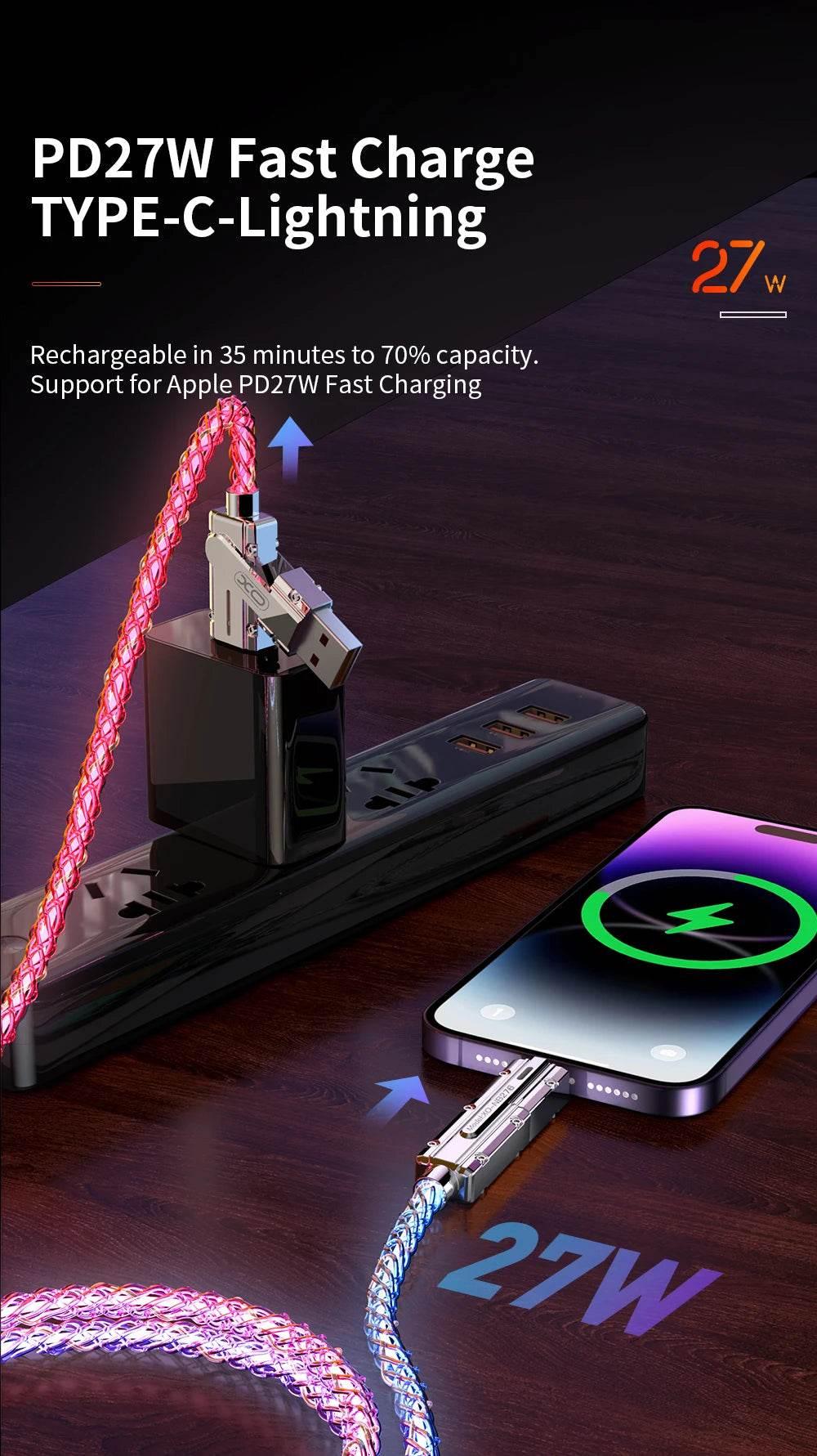 60W 4 in 1 Multi-function Mobile Phone Data Cable PD Fast Charging Cable Charger for Huawei Xiaomi iPhone - My Store