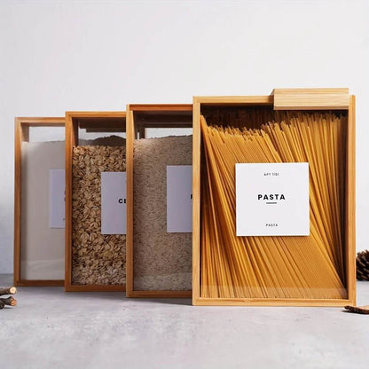 Eco-Friendly Bamboo Food Dispenser 3L – Sealed Kitchen Organizer for Pasta and Cereals - My Store