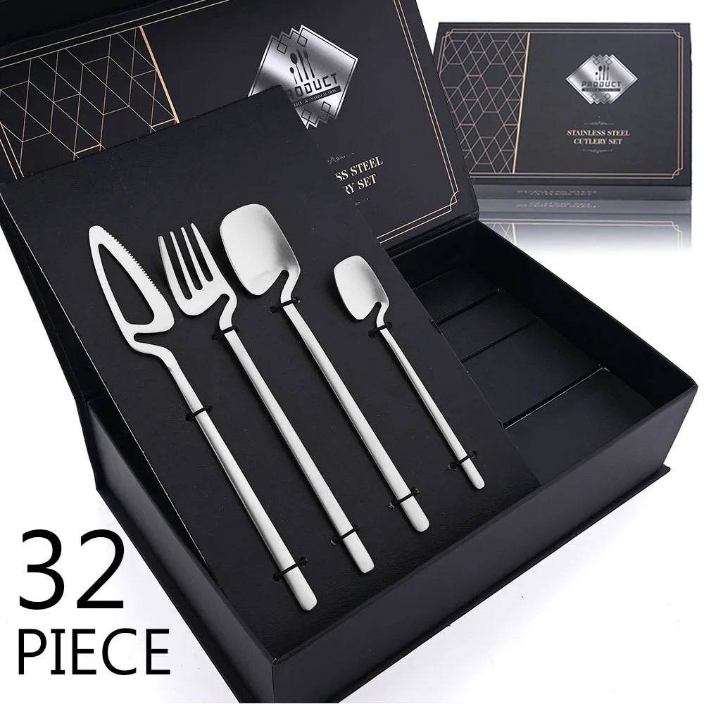 32-Piece Matte black Cutlery Set for Modern Dining | Stainless steel - My Store