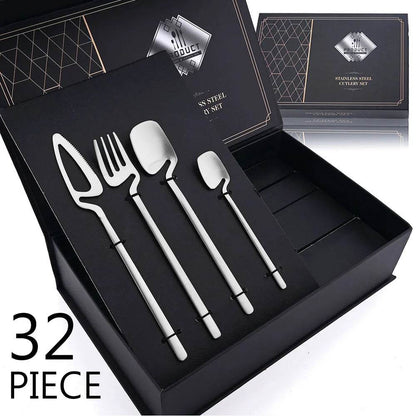 32-Piece Matte black Cutlery Set for Modern Dining | Stainless steel - My Store