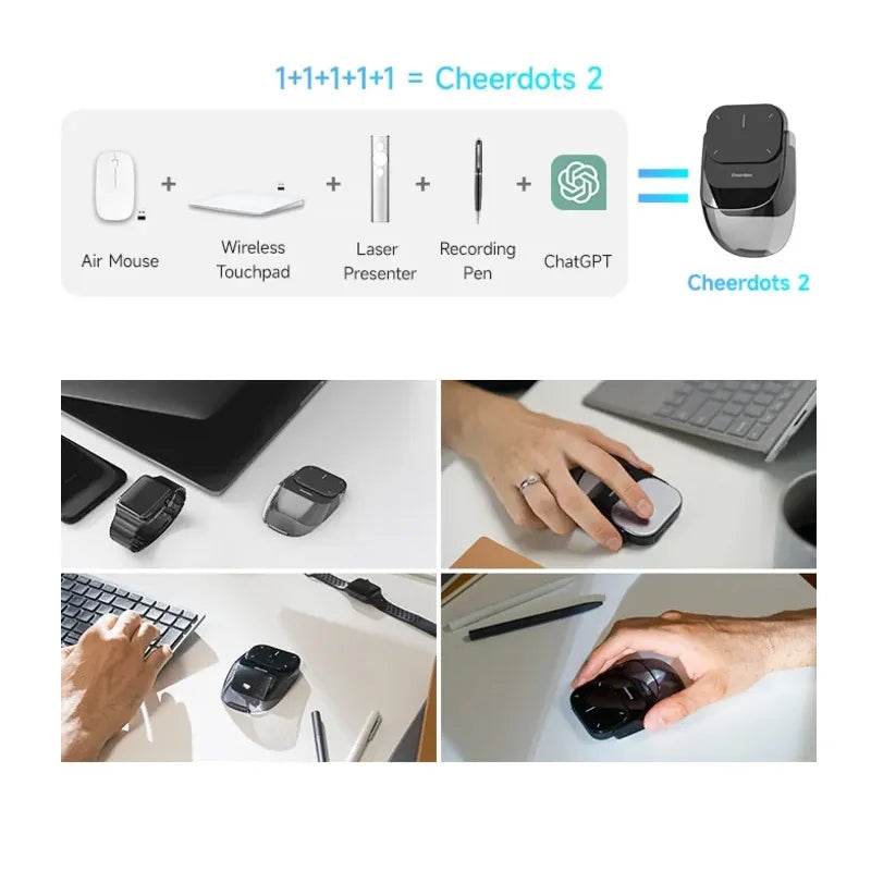 Wireless Detachable AI Recording Enabled Wireless Mouse with touchpad and laser presenter - My Store