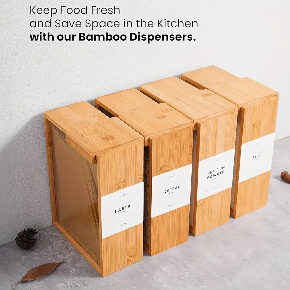 Eco-Friendly Bamboo Food Dispenser 3L – Sealed Kitchen Organizer for Pasta and Cereals - My Store