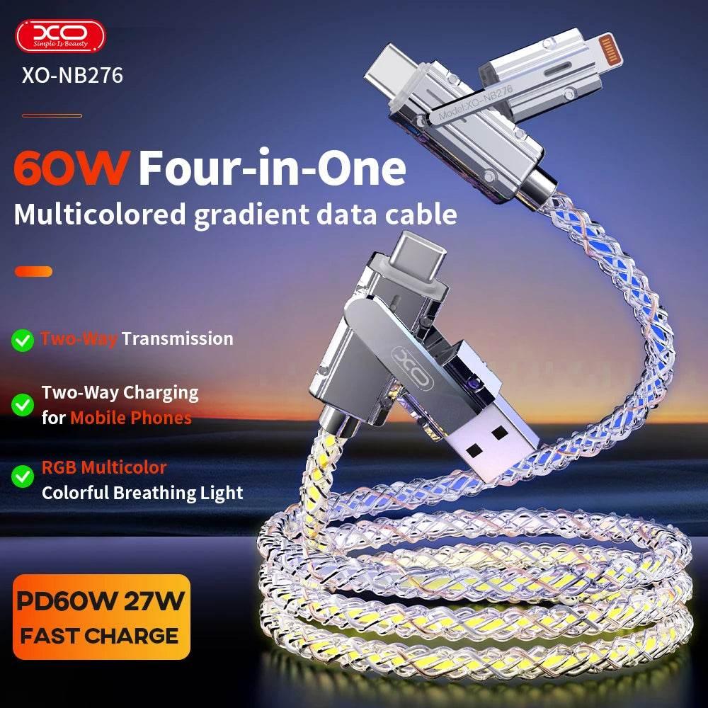 60W 4 in 1 Multi-function Mobile Phone Data Cable PD Fast Charging Cable Charger for Huawei Xiaomi iPhone - My Store
