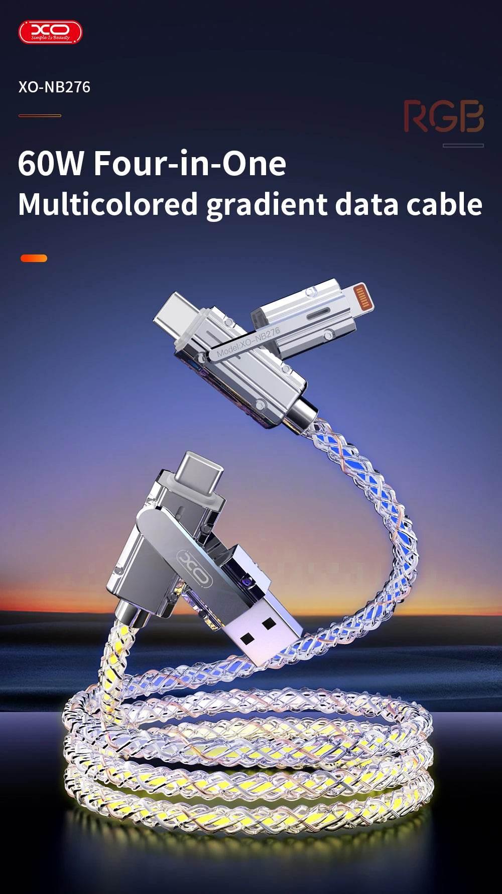 60W 4 in 1 Multi-function Mobile Phone Data Cable PD Fast Charging Cable Charger for Huawei Xiaomi iPhone - My Store