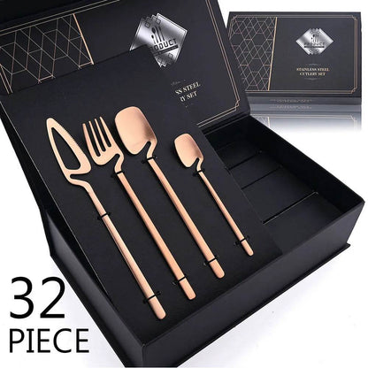 32-Piece Matte black Cutlery Set for Modern Dining | Stainless steel - My Store