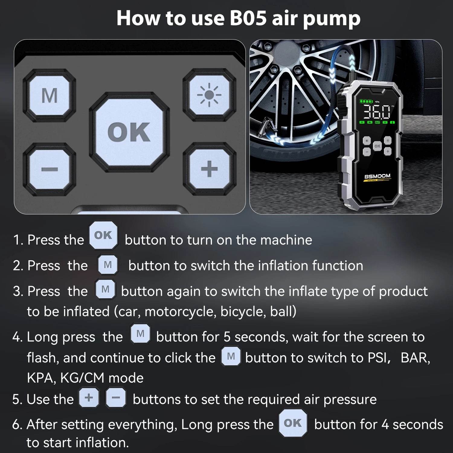 Portable 7000A Car Jump Starter and 150PSI Air Pump - My Store