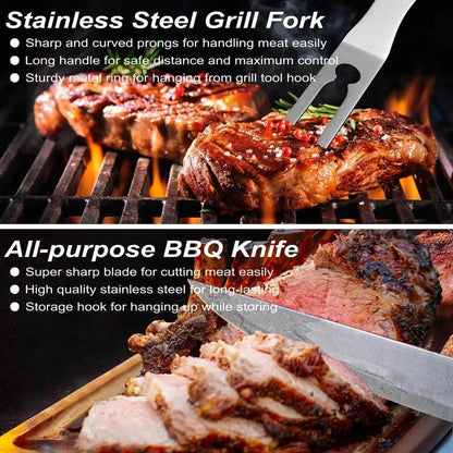 Ultimate 29-Piece Stainless Steel BBQ Grill Accessories Set with Storage Bag - My Store