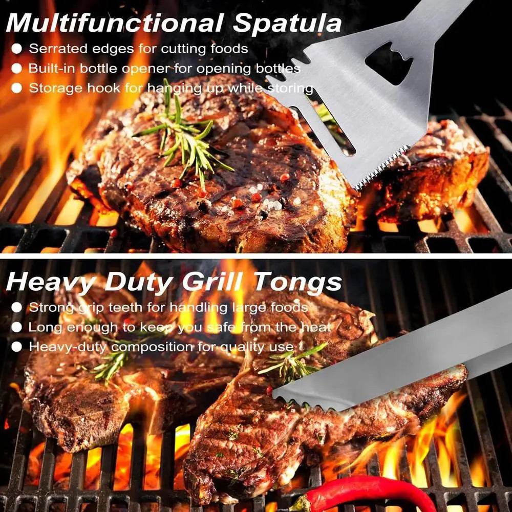 Ultimate 29-Piece Stainless Steel BBQ Grill Accessories Set with Storage Bag - My Store