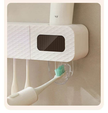 Smart Toothbrush Organizer with Intelligent Drying1 smart toothbrush rack wall mounted 3-slot toothbrush intelligent drying rack, toothpaste dispenser, household daily necessitie - My Store