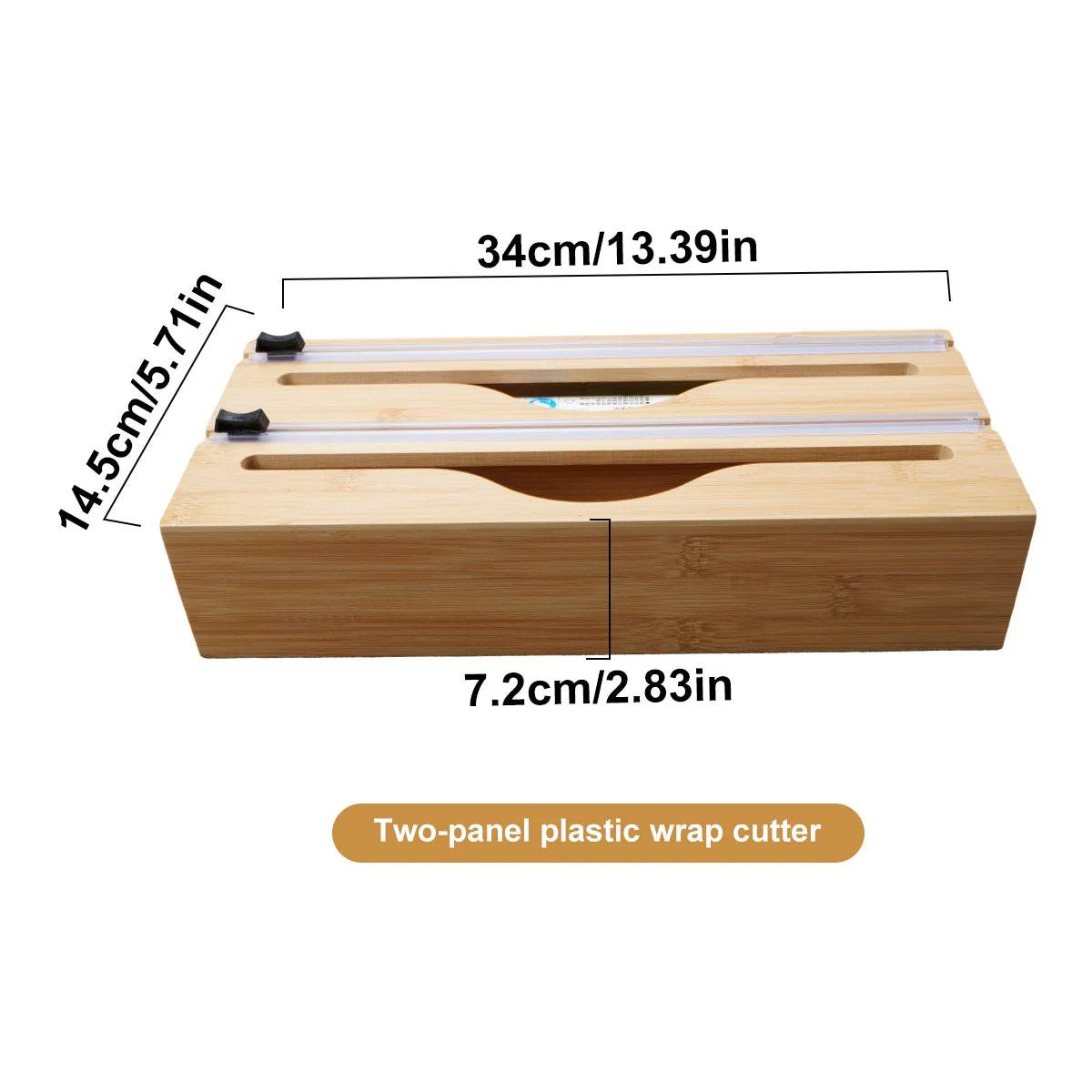 Bamboo Kitchen Wrap Dispenser with Foil &amp; Cling Film Cutter Box - My Store