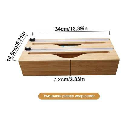 Bamboo Kitchen Wrap Dispenser with Foil &amp; Cling Film Cutter Box - My Store