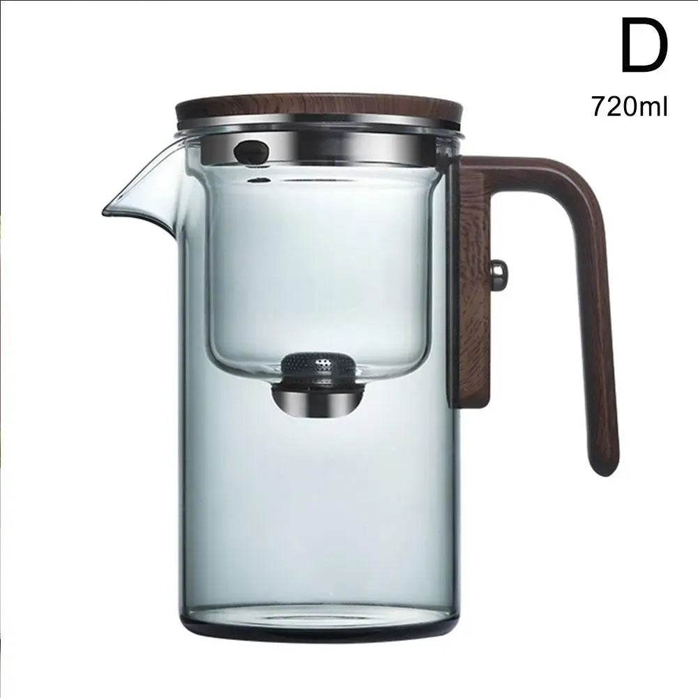 Magnetic Switch Glass Tea Pot with Wood Handle and Tea Separation Filtration - Mostpicked