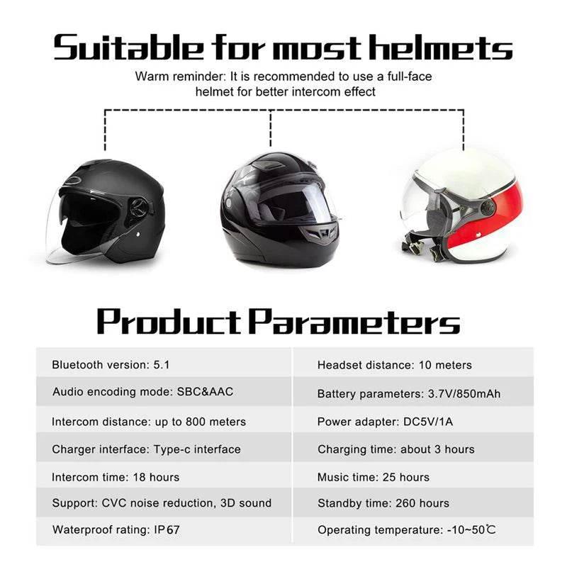 EJEAS V6PRO+ Multi-Rider Bluetooth Motorcycle Intercom System - My Store