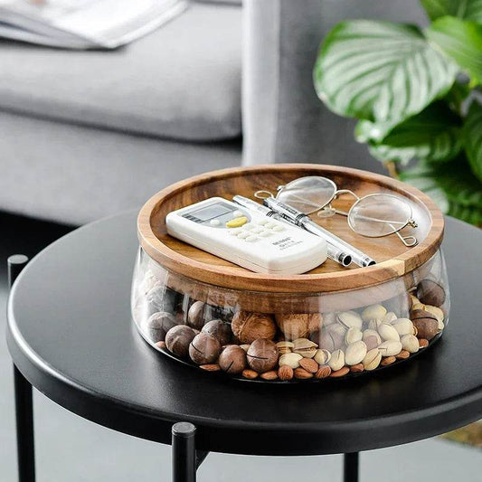 Creative Glass Food Storage Containers with Wooden Lid for Kitchen Organization - My Store