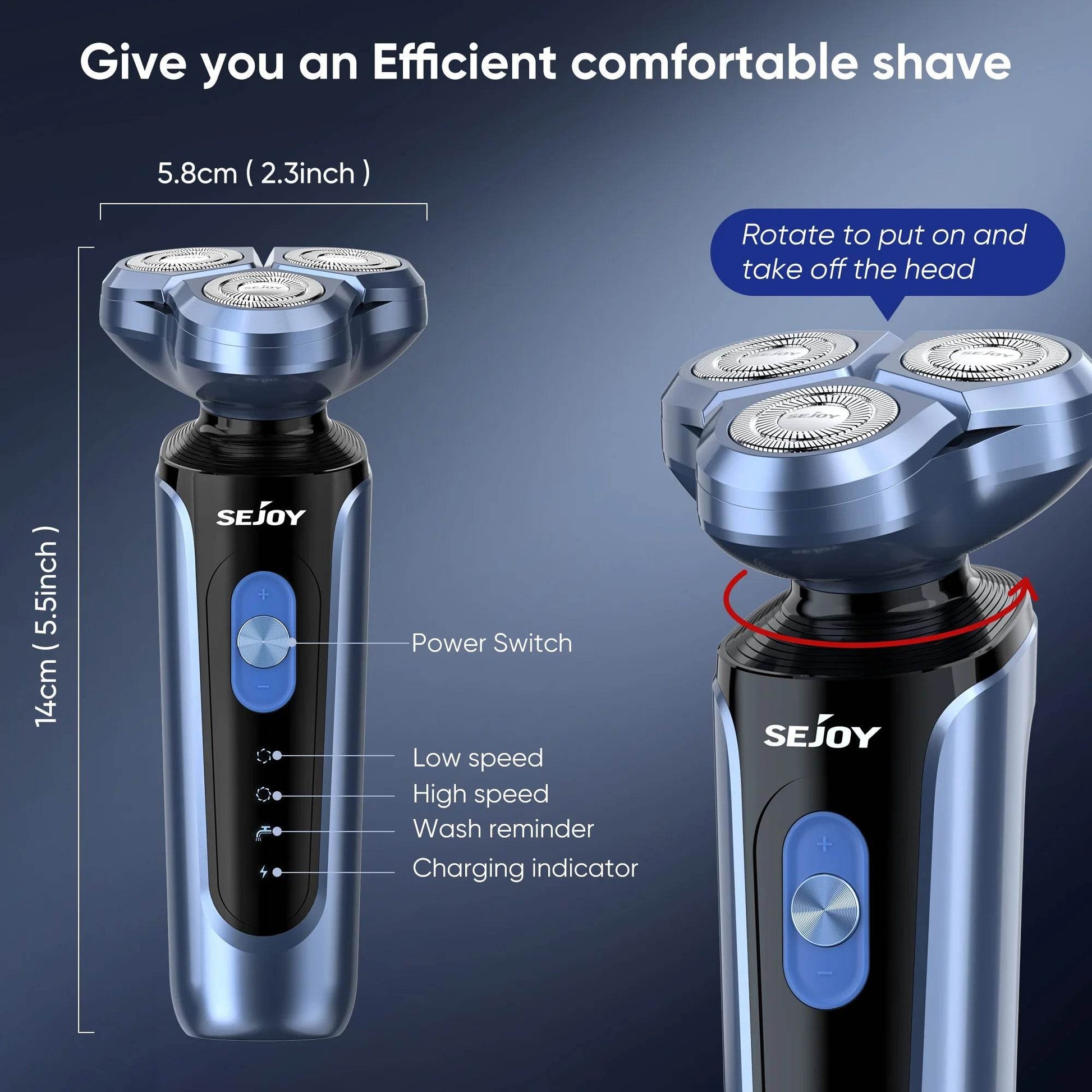 SEJOY Rotary Electric Shaver Kit Rechargeable Multi-function Beard Shaving Nose Hair Trimmer Three-head Floating Razor - My Store