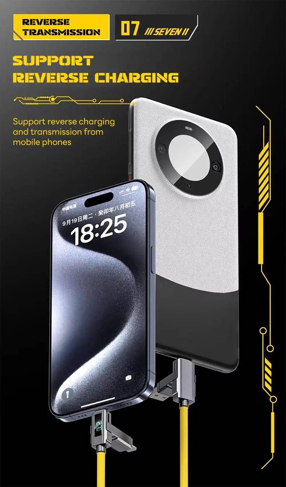 4-in-1 Fast Charging Cable For iPhone 16 15 14 13 12 Pro Max iPad LED Display Silicone Data Sync Cable For Samsung S24 S23 Ultra - My Store