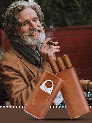 Cedar Wood Lined Cigar Travel Case with Humidor and Cutter - My Store